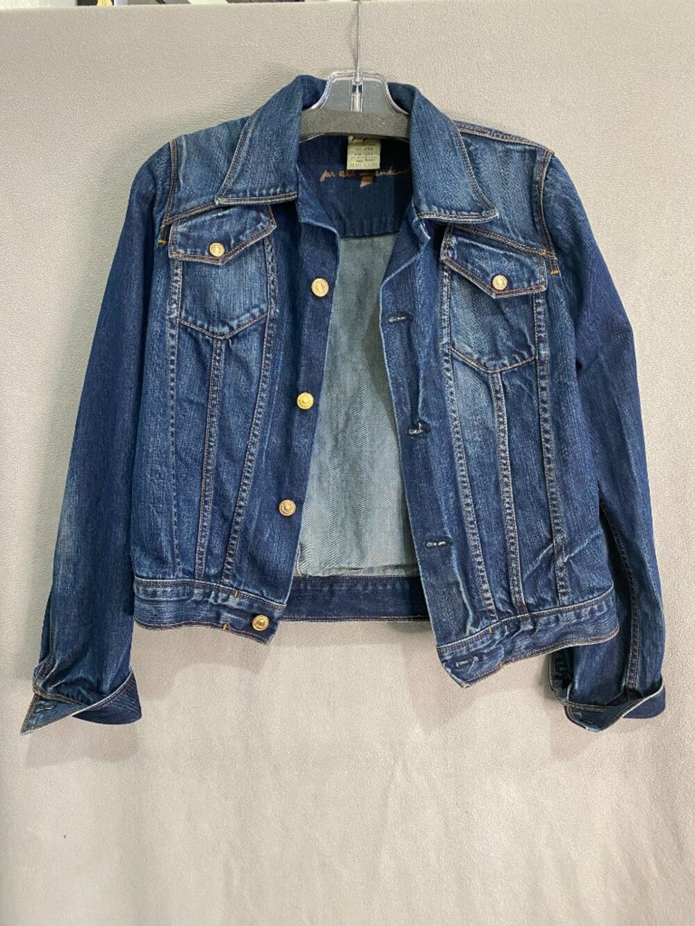 7 For All Mankind Denim Jacket S Gold Buttons Y2K Western Trucker